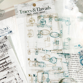 ENWEI 2 Chiếc [Dòng Dấu Vết Phai Màu] Viết Tay Bản Thảo Postmark Dải Phim Ánh Sáng Vintage Nhật Ký Dán Thêu Sò Giấy Thủ Công