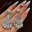 Bông tai tua rua hoa Zircon thời trang sang trọng sang trọng