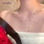 AqToCna Nữ Nhẹ Nelace Ngọc Trai Giả Bướm Choker Nelace Với Dây Xích Có Thể Điều Chỉnh AqToCna