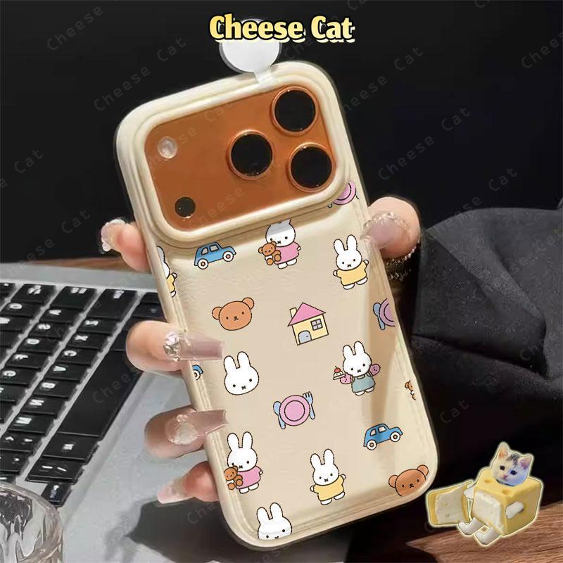Thỏ Dễ Thương Ốp Lưng Điện Thoại iPhone 12 13 14 11 Pro 15 Plus 16 Pro Max Xs Max XR 7Plus 8Plus Hồng Da Điện Thoại