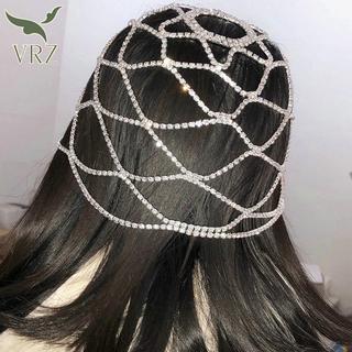 VRZ 1 Rỗng Kim Cương Giả Lưới Đầu Cưới Dây Chuyền Trang Sức Cho Nữ Sang Trọng Pha Lê Đầu Mũ Phụ Kiện Tóc HOT