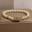 Vòng tay ngọc trai nữ - Charm vương miện thanh lịch kiểu Pháp (Zircon hình trái tim hồng) Hạt đệm pha lê Gold Accent - Trang phục hàng ngày tối giản sang trọng