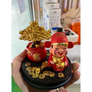 Bộ tượng thần tài và cây tiền vàng mini để bàn - Tượng thần tài phong thủy