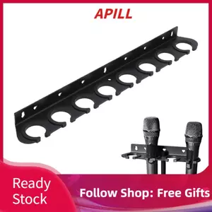 apill Gugxiom 8 Khe cắm Giá đỡ Micrô Khay tổ chức lưu trữ nhiều Mic có gắn tường kép hoặc Lắp đặt Giá đỡ tay áo bảo vệ chống sốc cho Mic cầm tay