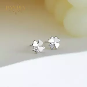 PNPIA- Bông tai cỏ bốn lá Bông tai lá Luy Bông tai nhỏ thanh lịch Hoa tươi nhỏ Bông tai thời trang