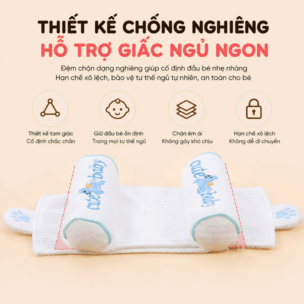 Gối Chặn Định Hình Đầu Cho Bé 0-18M, Gối Chống Chống Méo Đầu, Bẹp Đầu Trẻ Sơ Sinh Hạt Kê Tự Nhiên Cao Cấp, Cố Định Dáng