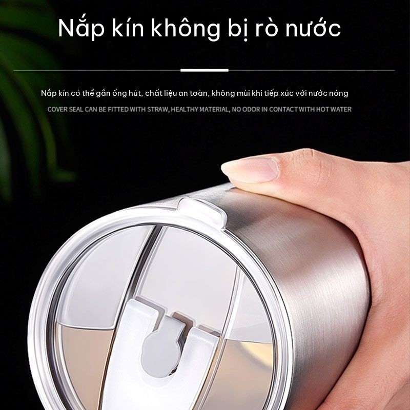 [Giảm 25%] Ly Giữ Nhiệt Inox 304 2 Lớp 570ml 900ml Có Nắp Kín Chống Tràn Ống Hút Inox Tặng Kèm Cọ Rửa Giữ Nóng Lạnh Lâu Dùng Đi Làm Tập Gym Du Lịch Ô Tô Đa Năng Tiện Lợi An Toàn Thực Phẩm Bền Đẹp Tặng Kèm Túi Đựng