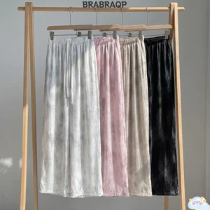 Quần BRABRAA Tie-Dye, Quần lụa băng ống rộng cho nữ, Quần bó sát thoáng khí quá khổ thoải mái mặc mùa hè