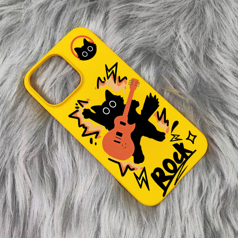 Dành cho iPhone 17 Pro Max / 16 / 15 / 14 / 13 / 12 / 11 / SE "Rock Cat" Vỏ điện thoại cứng mờ siêu mỏng / Cảm giác da Touch Half Wrap iPhone Vỏ chống sốc