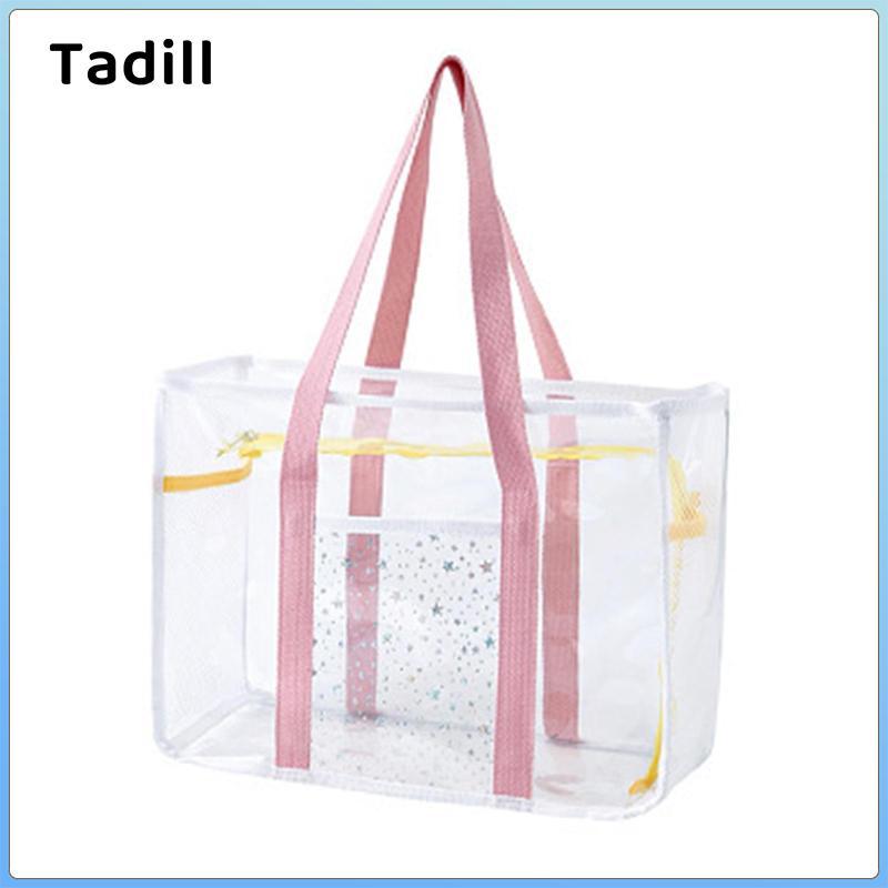 Túi đeo vai trong suốt dành cho nữ, Túi xách PVC, Túi Tote có dây kéo, Chất liệu chống thấm nước, Dung tích lớn để làm việc, mua sắm, đi biển, du lịch