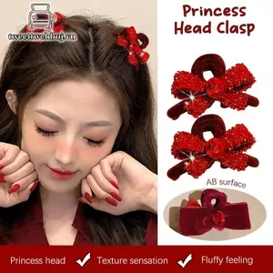 Nhíp 1 Cặp Nhung Đỏ Vuốt Tóc Nơ Thắt Tóc Nhỏ Kẹp Tóc Nữ Kẹp Tóc Bé Gái Tóc Cua Quà Tặng Ngày Lễ Tình Nhân VN