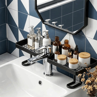 Giá để đồ phòng tắm SENRTY, Kệ lưu trữ vòi không cần khoan bằng nhựa, Thoát nước nhanh đa năng Kệ bồn rửa phòng tắm đơn giản