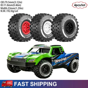 4 80mm 12mm Hex 1 / 14 1 / 16 RC Khóa học ngắn Lốp xe địa hình Bánh xe cho Traxxas Mini Slash Buggy RC Xe nâng cấp các bộ phận