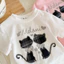 Bé Gái Mèo In Hình Ngắn Tay Mùa Hè Phong Cách Mới Thời Trang Cho Bé Cotton Nguyên Chất Top Hoạt Hình Dễ Thương Quần Áo Trẻ Em CAIR