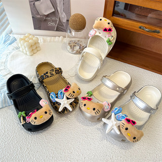 Trẻ Em Hoạt Hình Dễ Thương Dép Mùa Hè Mới Bé Gái Kitty Giày Nhân Quả Rỗng Thoáng Khí Trẻ Em Đi Biển Ngoài Trời Dép Chống Trơn Trượt EVA