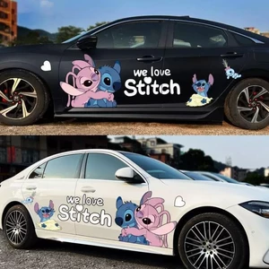 Stitch Xe Miếng Dán Hoạt Hình Dễ Thương Cơ Thể Vòng Hoa Ô Tô Chống Trầy Xước Chặn Miếng Dán Stitch Trang Trí Xe Hơi Miếng Dán