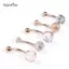 AqToCna 5 Cái / bộ Nữ Rốn Nút Nhẫn Hoa Hồng Vàng Thép Y Tế Kim Cương Giả AqToCna