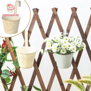 Chậu trồng cây treo PWSSEND, Chậu hoa treo kim loại có thể thoát nước, Đồ dùng làm vườn treo tường có móc lan can trồng hoa Ban công trong nhà
