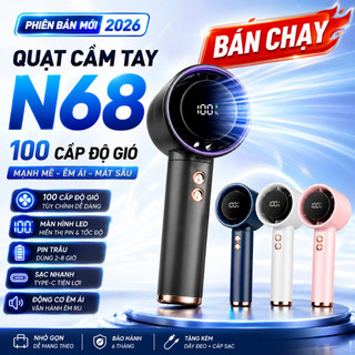 Quạt Cầm Tay N68 Mini Cao Cấp – 100 Mức Gió, Pin Trâu, Màn Hình LED, Sạc Type-C