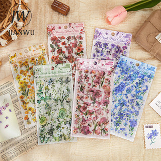JIANWU Vintage Hoa Bướm Chim Phong Cảnh Chất Liệu Cắt Kéo Thêu Sò PET Miếng Dán Sáng Tạo DIY Tạp Chí Văn Phòng Phẩm