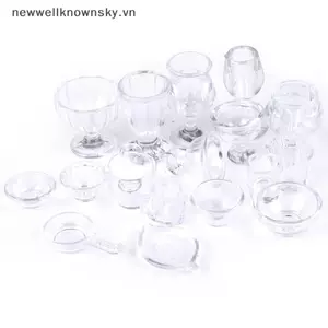 MỚI 17 Cái / bộ 1: 12 Nhà Búp Bê Thu Nhỏ Trong Suốt Bộ Đồ Ăn DIY Giả Vờ Chơi Đồ Chơi SKY