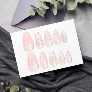 Khỏa thân với đầu trắng Hạnh nhân Móng tay giả chống Chip Móng tay giả chống nhòe để biểu diễn sân khấu Mặc