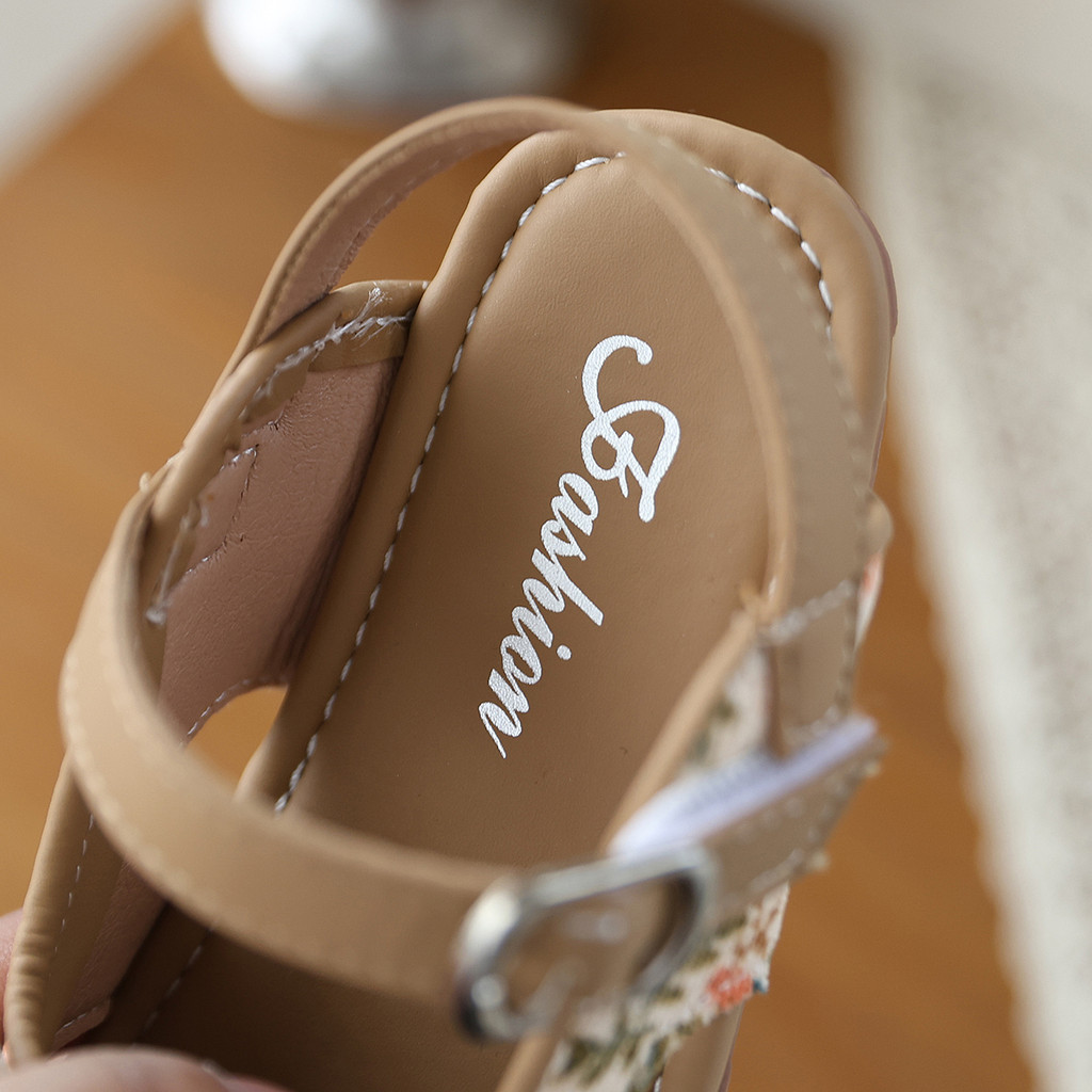 Bella Neman Giày sandal bé gái đầu búp bê hoa/leopard nơ, đế mềm êm chân, chống trượt mùa hè
