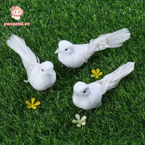 PWSEND Mô phỏng đuôi dài nhân tạo màu trắng Trang trí nội thất Giáng sinh