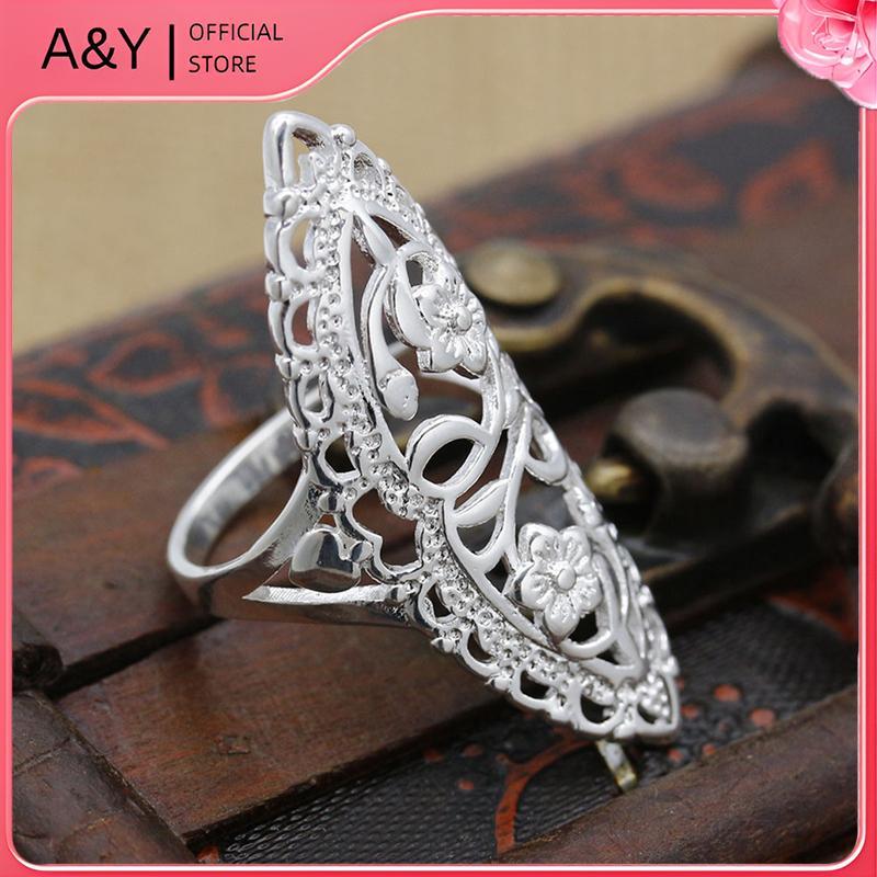 A & Y Thời Trang Dễ Thương Bạc 925 Đầy Rỗng Nhẫn Lớn Nữ Nhẫn Nóng.