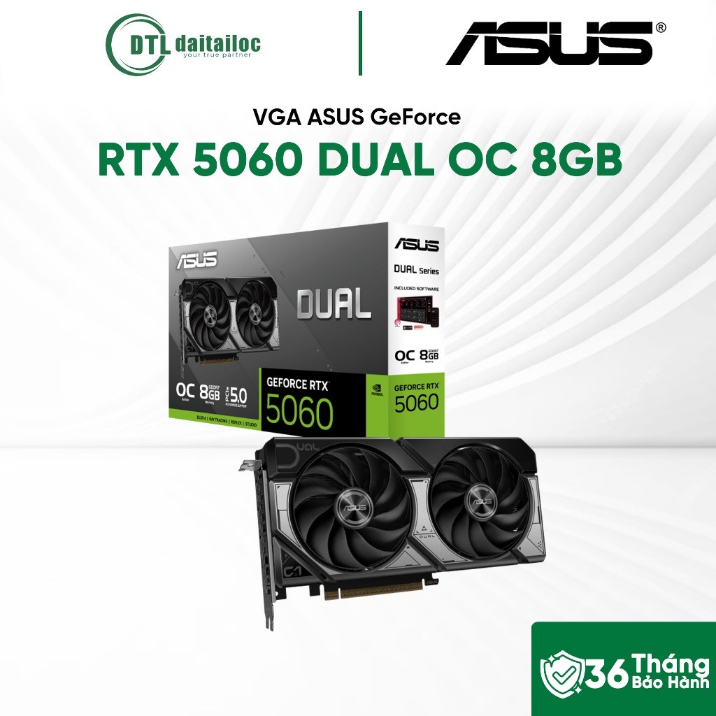 Card màn hình VGA ASUS GeForce RTX 5060 DUAL OC 8GB | Chính Hãng | Bảo hành 36 tháng | BigBuy360 - bigbuy360.vn