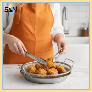 Bộ sàng lọc chiên kiểm soát dầu B & N có khay nhỏ giọt để nấu ăn tại nhà lành mạnh.