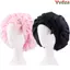 VVDZA Silk Nightcap, Turban Bonnet Có Mũ Ngủ Đầu, Mũ Satin Chăm Sóc Tóc Dây Rộng Mũ Ngủ Nữ Trẻ Em