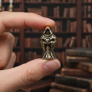 SRVN Brass Skull Beads 3D Dây Paracord Mặt dây chuyền Phụ kiện sinh tồn ngoài trời DIY độc đáo.