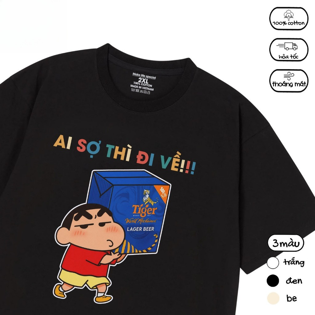 （Giao hàng 24h）Angela Áo Thun Ăn Nhậu Ai Sợ Khiêng Về Câu Nói Hài Hước Form Rộng Oversize cho Nam Nữ 100% Cotton 220gsm