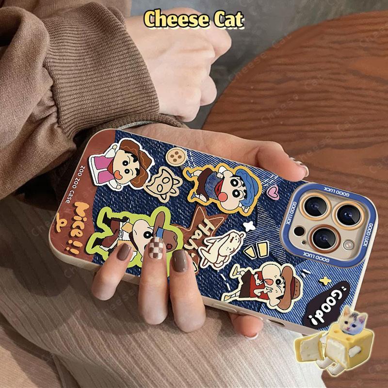 Bộ hai mảnh cho shin Ốp điện thoại có dây buộc và hoạt hình cho iPhone 13 14 15 Plus 11 12 16 17 Pro Max XR Xs Max 7Plus