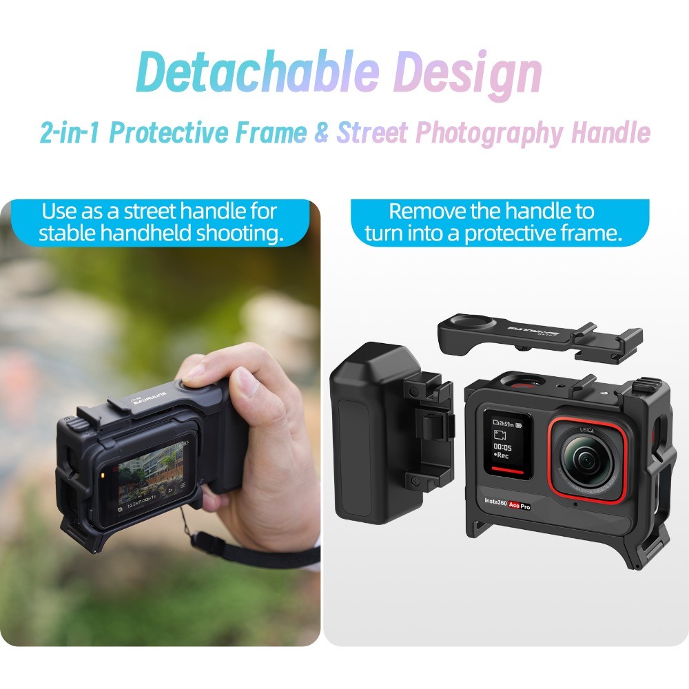 Sunnylife Cho Insta360 Ace Pro 2 Tay Cầm Chụp Đường Phố Cho Insta360 Ace Pro 2 / 1 Giá Đỡ Chụp Cho Insta360 Ace Pro 2 / 1 Bộ Phụ Kiện Hai Trong Một