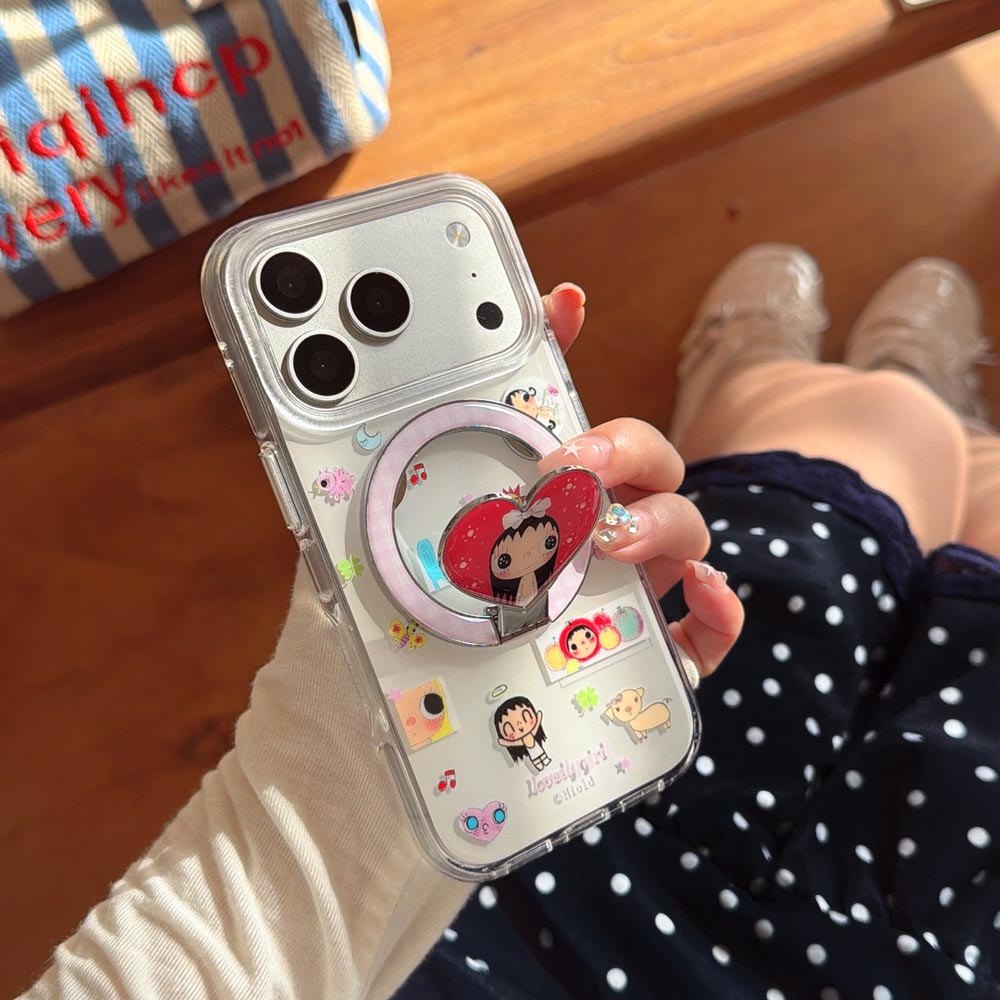 Vỏ cứng Tương thích với iPhone 13 14 14Pro 14ProMax 15 15Pro 15ProMax 16 16Pro 16ProMax 17 17Pro 17ProMax Sticker Wind Angel Pattern Magnet Case