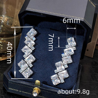 Châu Âu Mỹ ins Phong Cách Mới Micro-Ind Zircon Bông Tai Hình Học Nữ