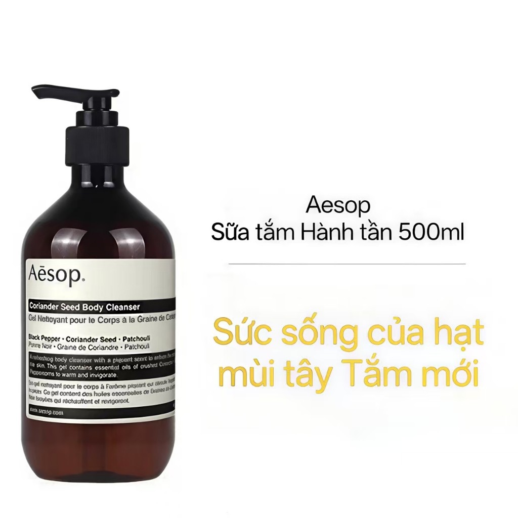 Sữa tắm Aesop chính hãng, Geranium Live, 500 ml. 4 mùi hương, 100% hương thảo dược chính hãng từ Úc dùng để làm sạch.