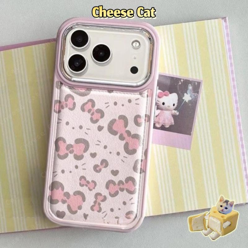 Ốp Lưng In Họa Tiết Da Báo Nơ Hồng Kitty iPhone Cho iPhone 17 Pro 16 15 14 11 12 13 Pro Max Xs Max XR 7 Plus