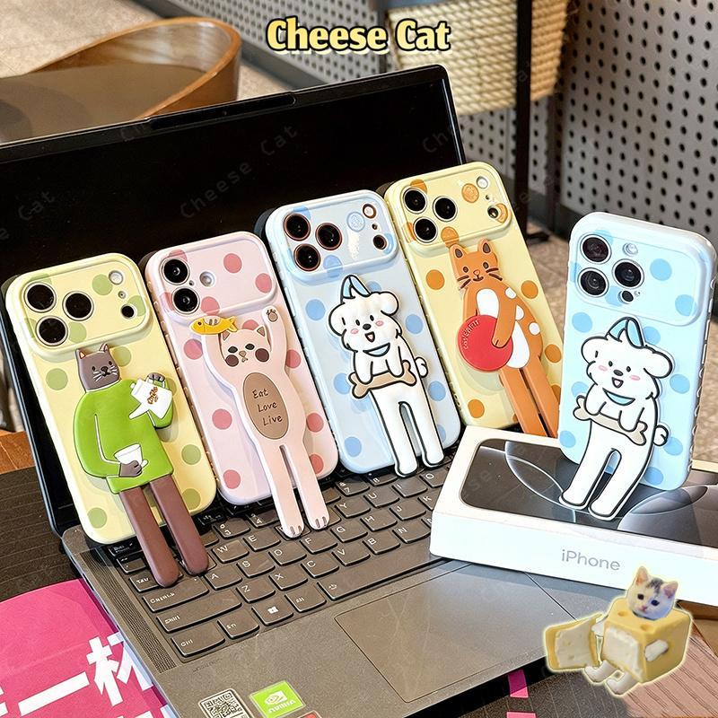 Thay đổi thành 17 Pro Max Ốp điện thoại hình chó mèo chân dài màu kẹo ngọt cho iPhone 11 12 13 14 15 16 17 Pro Max