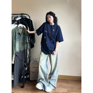 （Giao hàng 24h）Angela áo thun nữ Xanh đậm retro style phong cách âu mỹ nữ cotton chất lượng cao salute local brand