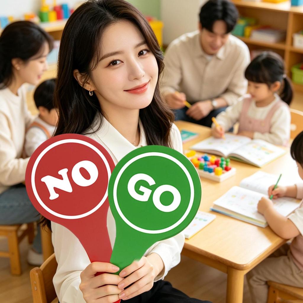 [H & L] 2 / 4 / 8 Chiếc Cầm Tay Có Không Dừng Lại Dấu Hiệu Cho Bài Kiểm Tra Lớp Học | Dấu hiệu bảng KT tương phản cao hai mặt cho các cuộc họp văn phòng, Đêm trò chơi, Mũi khoan / Chất lượng hàng đầu