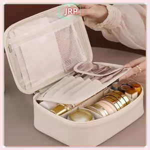JRP Túi đựng mỹ phẩm du lịch di động Dung tích lớn Túi vệ sinh chống nước Túi lưu trữ Túi đựng mỹ phẩm da đa chức năng Túi lưu trữ JRP