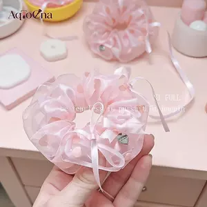 AqToCna 1 Cái Bầu Không Khí Mùa Hè Cá Vàng Xanh Ruột Lớn Gói Tóc Lưới Trong Suốt Vòng Tóc Nữ Thiết Kế Cảm Giác Đàn Hồi Phụ Kiện Tóc AqToCna