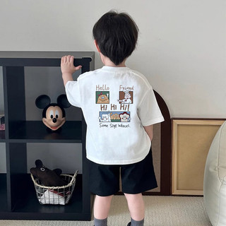 Áo thun ngắn tay cho trẻ em, áo thun in hình hoạt hình Popeye cho bé trai, áo thun cổ tròn.