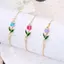 Vòng tay hoa Tulip PYCOU, Men đầy màu sắc Tôm hùm bằng đồng đầy màu sắc Vòng tay quyến rũ tráng men, Dây chuyền kim loại màu vàng ngọt ngào Thiết kế thanh lịch Vòng tay quyến rũ hoa dành cho nữ