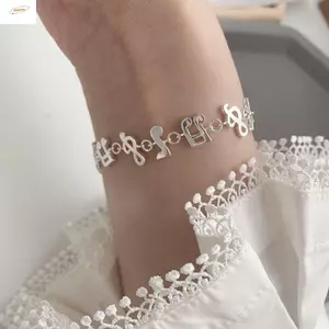 Vòng tay ghi chú âm nhạc ZENZON, Vòng tay bạc thời trang thẩm mỹ, Trang sức đẹp có thể điều chỉnh tuyệt đẹp Eight Note Dây chuyền tay Hipster