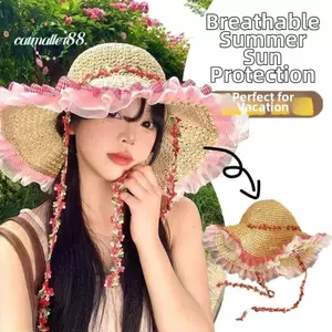 Mũ Rơm CATMALLER88, Mũ Ren Viền Chống Nắng Có Thể Gập Lại, UPF 50 + UV Bảo Vệ Vành Lớn Mũ Chống Nắng Nữ Bé Gái