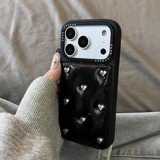 Vỏ điện thoại tình yêu toàn màn hình âm thanh nổi màu đen cao cấp cho iPhone 17 Pro Max 16 15 14 Pro Max Bảo vệ Camera chống sốc Vỏ mềm phía sau